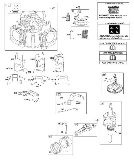 E - Cilindro, albero motore, albero a camme, convogliamenti aria, pistone, segmento pistone, biella B&S - 40 €¦ 401577-0124-B1 brand Stihl